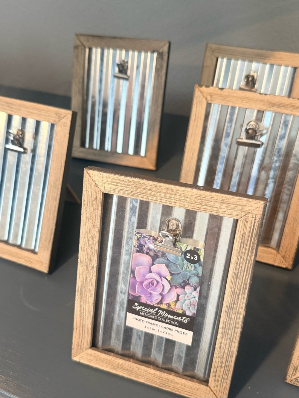 Wood Frame (Set of 8) with Silver Corrugated Backing